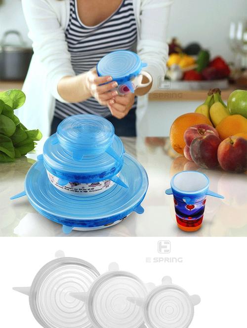 產品名稱: 工廠現(xiàn)貨銷售食品安全硅膠可重復使用拉伸6包剩余蓋子 產品